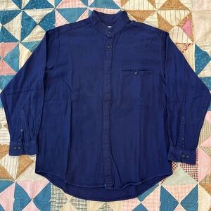 1980s Men's Hanae Mori Purple Long Sleeve Button Up